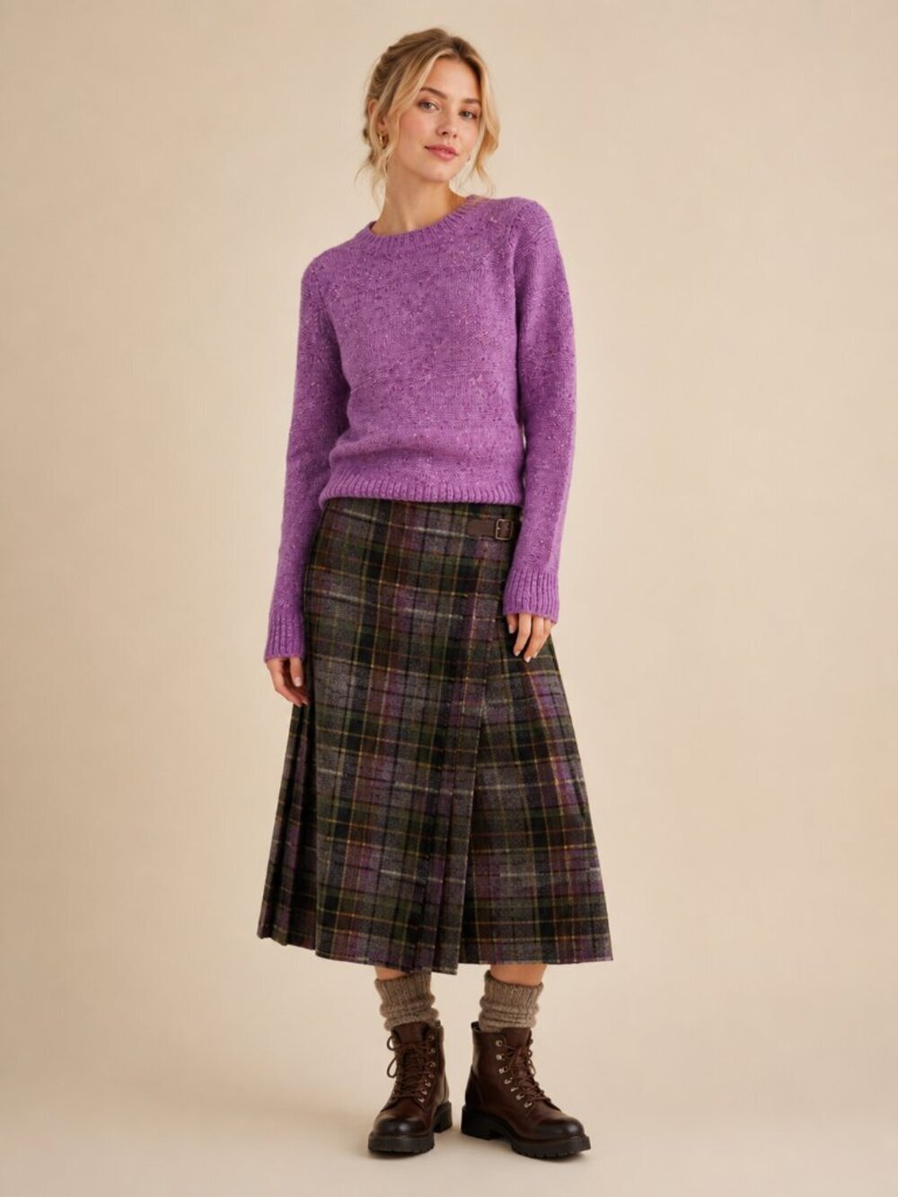 Banana Republic Wool Blend Textured Crofter Sweater Crew Neck Soft Lilac #A2551